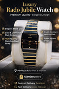 Luxury Rado Jubile Square Watch – Gold & Black Premium Edition